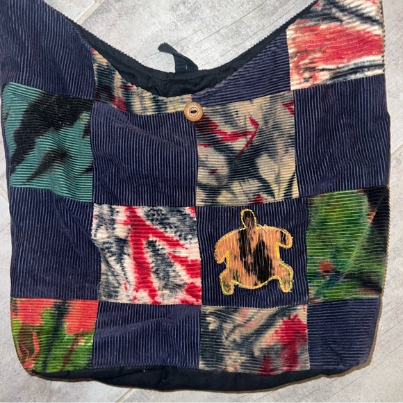 Colorful Patchwork Turtle Corduroy Shoulder Bag - Picture 7 of 9